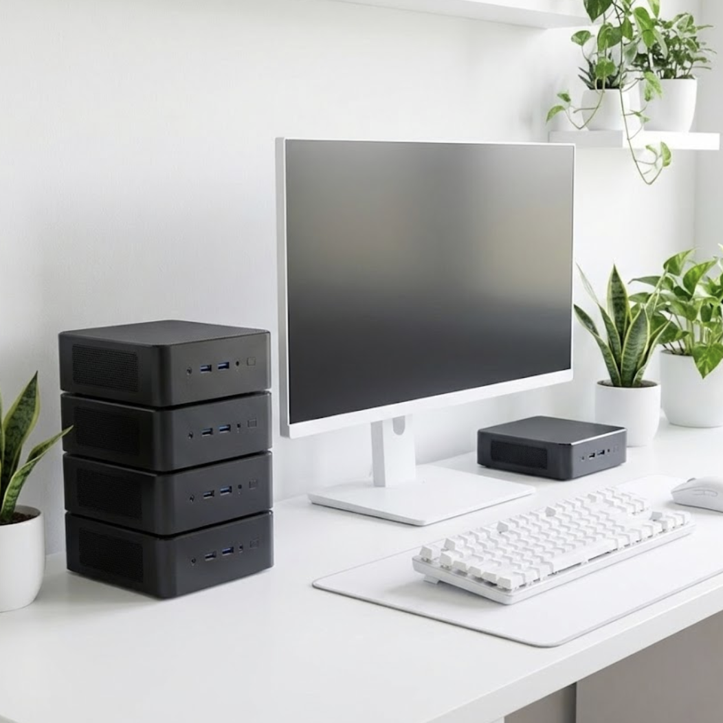 Multiple stacked mini PCs for scaling